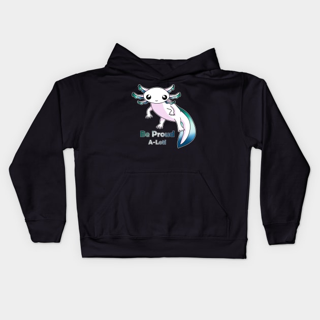 Gay Male Pride Axolotl Kids Hoodie by WulfieTees